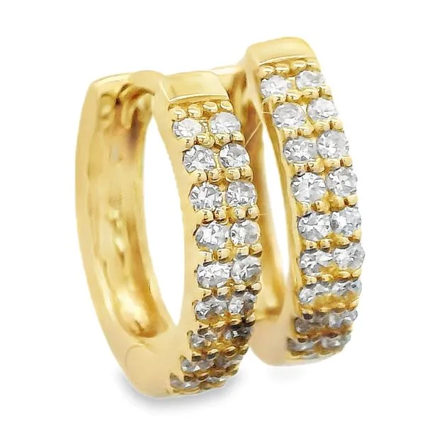 Yellow 14 Karat Double Row Huggies Earrings
