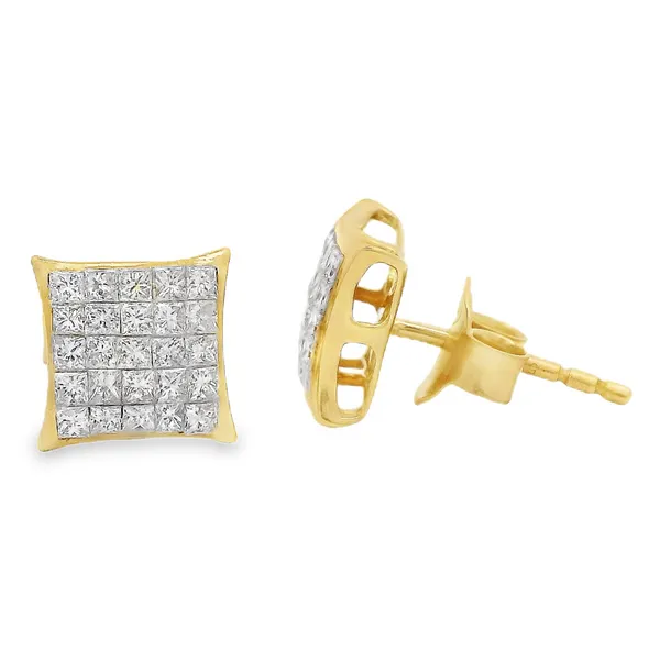 14 Karat Yellow Diamond Stud Earrings