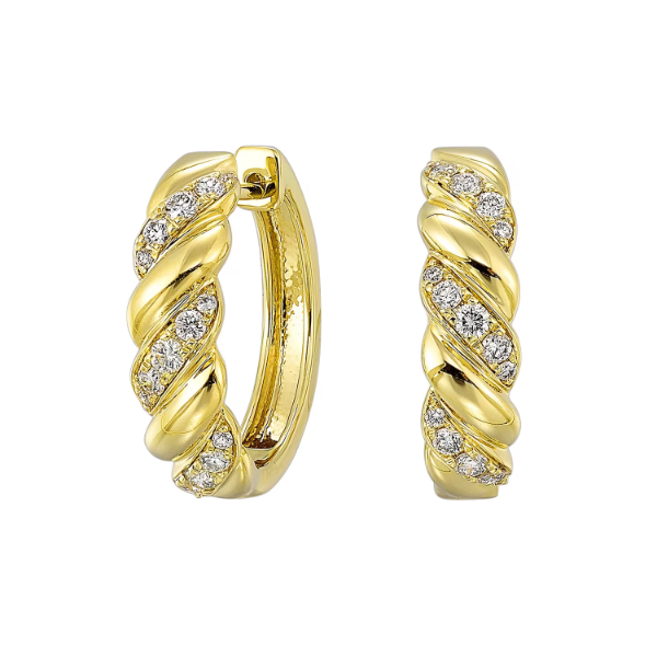 Lady's Yellow 14 Karat Twisted Hoop Earrings Segner's Jewelers Fredericksburg, TX