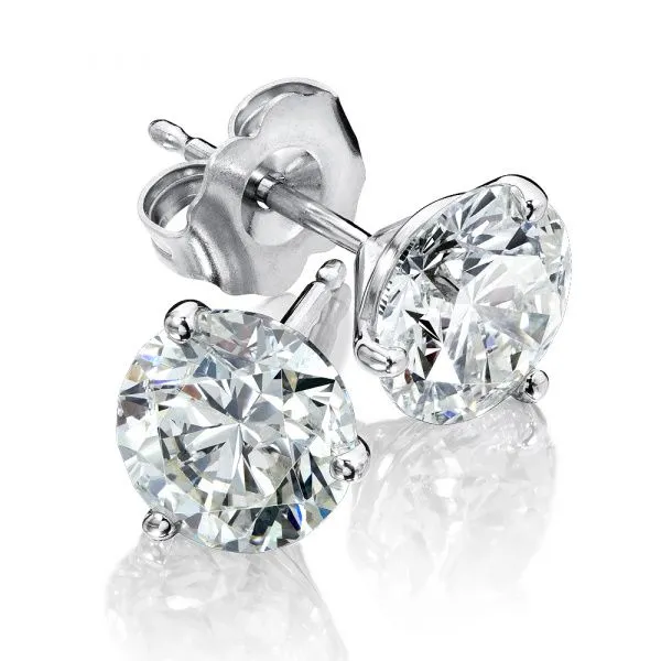 White 14 Karat Martini Set Stud Earrings with Diamonds