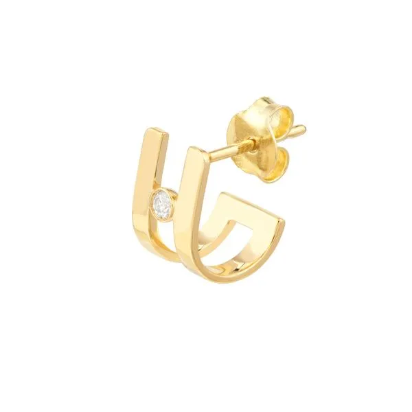 Lady's Yellow 14 Karat Small "J" Hoop Earrings Image 2 Segner's Jewelers Fredericksburg, TX