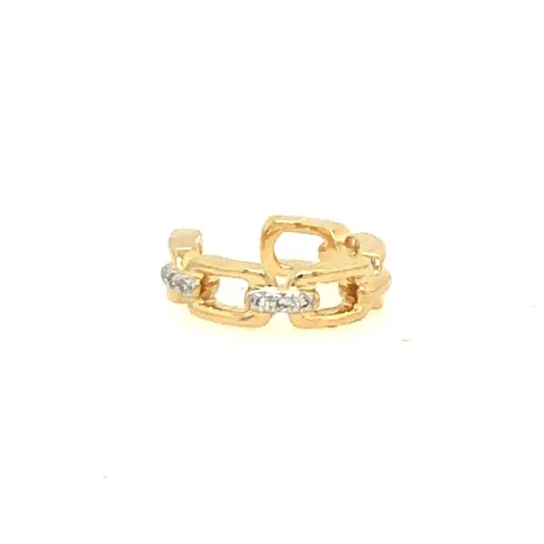 Ladys Two Tone Yellow And White Gold 14Kt Diamond Cuff E...