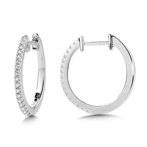 14Kt White Diamond Huggie Earrings
