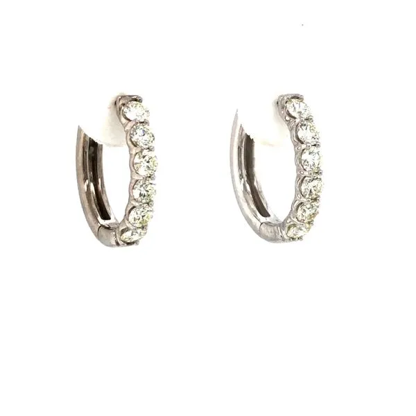 White 14Kt Diamond Huggie Earrings Image 2 Segner's Jewelers Fredericksburg, TX