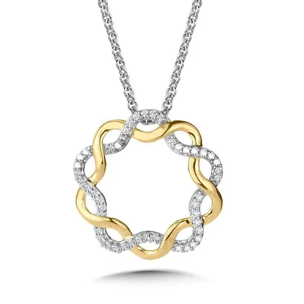 Two Tone Polished 10 Karat Diamond Pendant