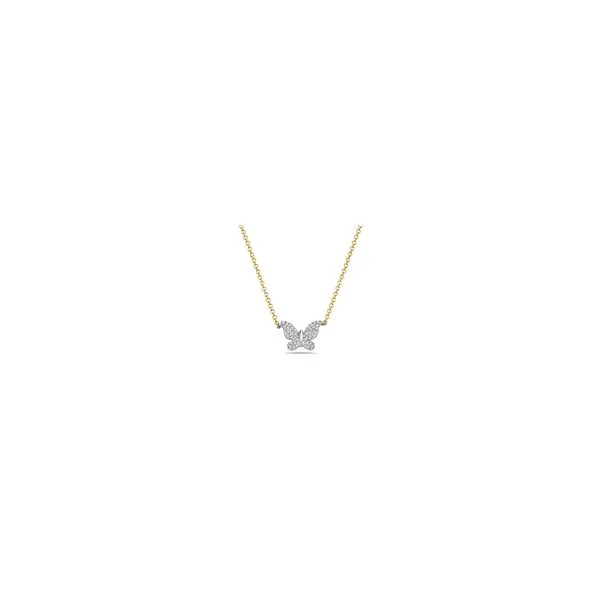 Two-Tone Diamond Butterfly Pendant with Chain in 14Kt Yel...