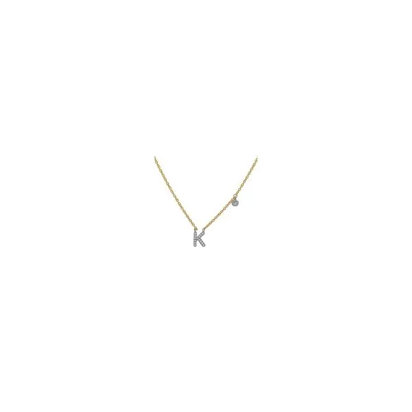 14Kt Two-Tone Diamond Letter K Pendant