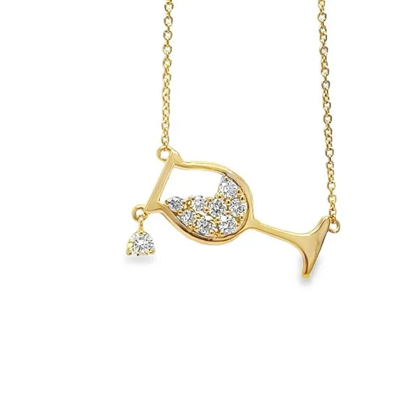 Tilted Diamond Wine Glass 14K Yellow Gold Necklace similar item image