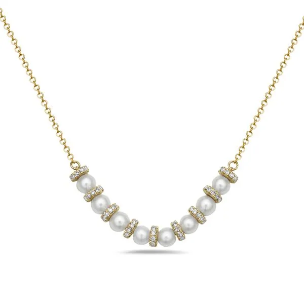 Yellow Diamond and Pearl Necklace in 14Kt Gold