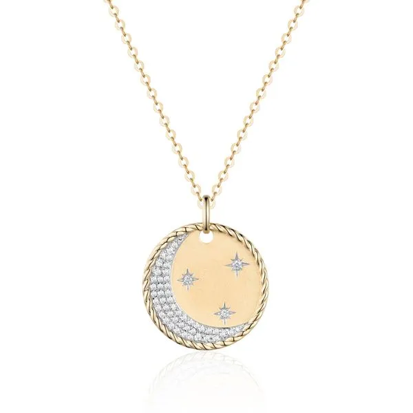 14Kt Yellow Moon/Stars Diamond Necklace