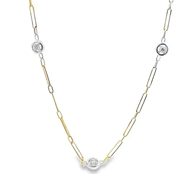 Yellow 14 Karat Paperclip Diamond Necklace Segner's Jewelers Fredericksburg, TX