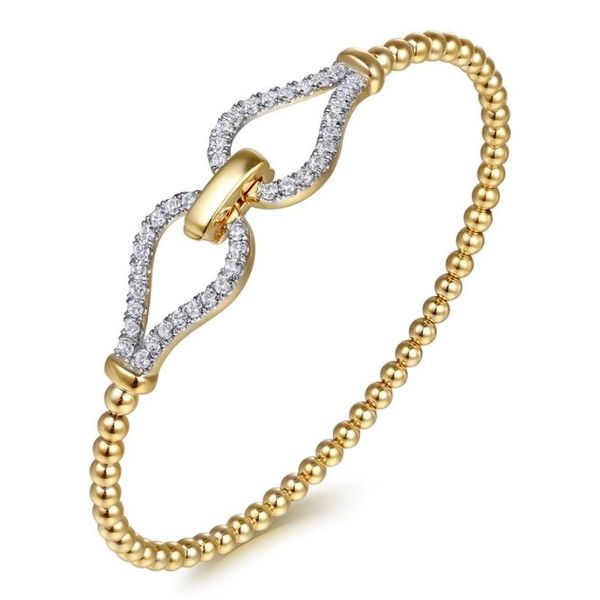 Lady's Yellow 14 Karat Bujukan Beaded Closed Stirrup Bangle Bracelet Segner's Jewelers Fredericksburg, TX