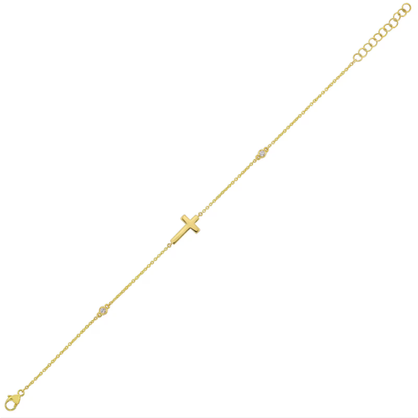 Lady's Yellow 14 Karat Cross Station Bracelet Segner's Jewelers Fredericksburg, TX