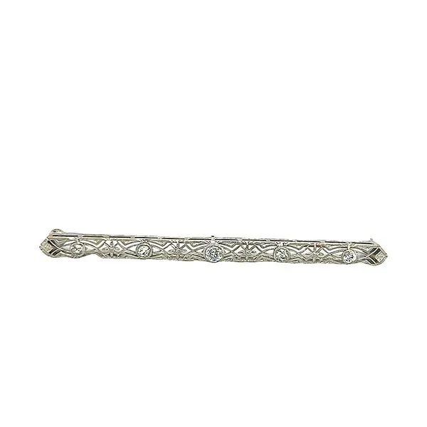 Womens White Gold 5 Stone Filigree Pin