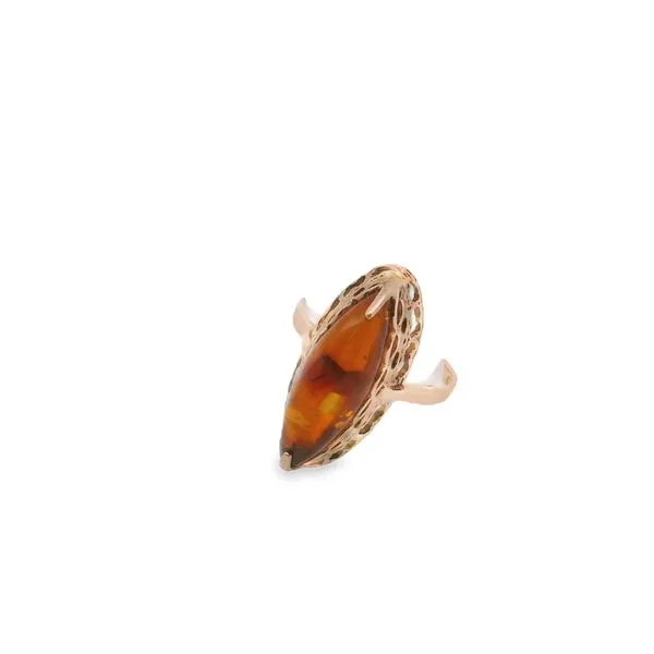 Yellow Gold Antique Style Ring with Oval Amber Stone Segner's Jewelers Fredericksburg, TX