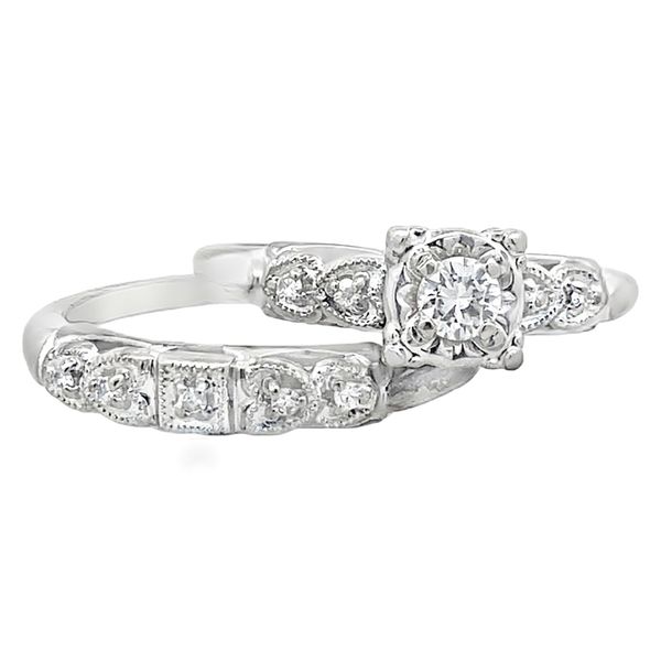Lady's White Engagement ring and wedding band Set with Art deco Design Image 3 Segner's Jewelers Fredericksburg, TX