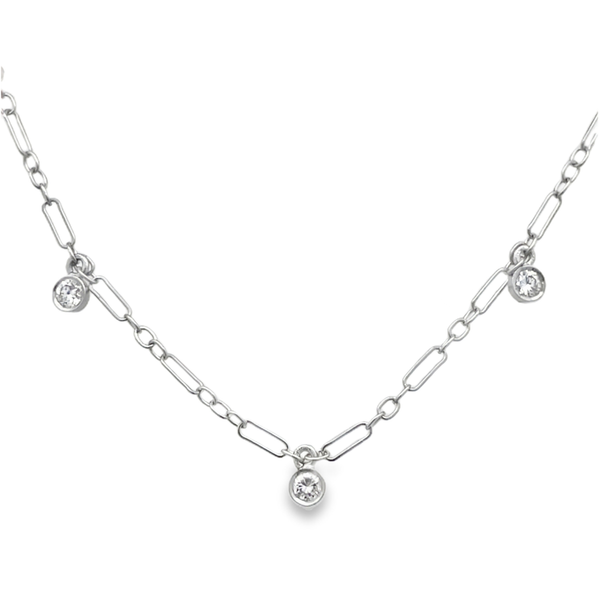Lady's 14K White 3 Stone Drop Necklace Segner's Jewelers Fredericksburg, TX