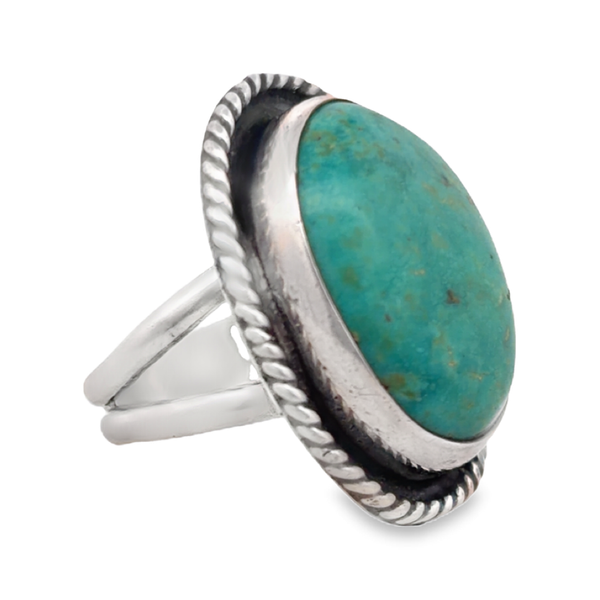 Lady's White Sterling Silver Oval Turqoise Ring Image 2 Segner's Jewelers Fredericksburg, TX