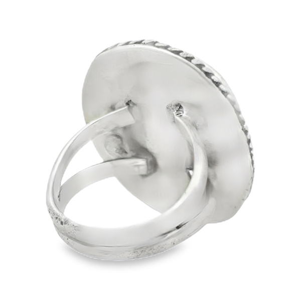 Lady's White Sterling Silver Oval Turqoise Ring Image 3 Segner's Jewelers Fredericksburg, TX