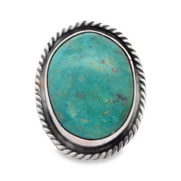 Lady's White Sterling Silver Oval Turqoise Ring Segner's Jewelers Fredericksburg, TX