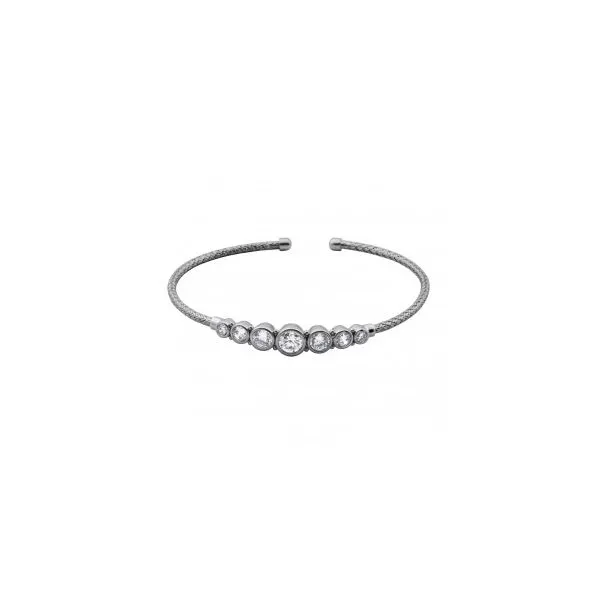 White Cz Sterling Silver Cuff Bracelet
