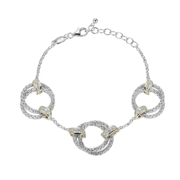 Two-Tone Sterling Silver Bracelet with Cubic Zirconiums