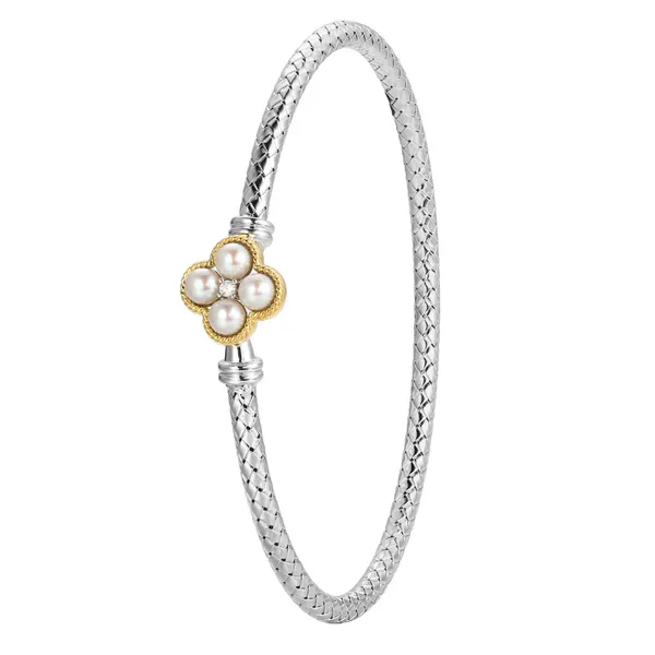 Two-Tone Sterling Silver Bracelet with Cubic Zirconiums