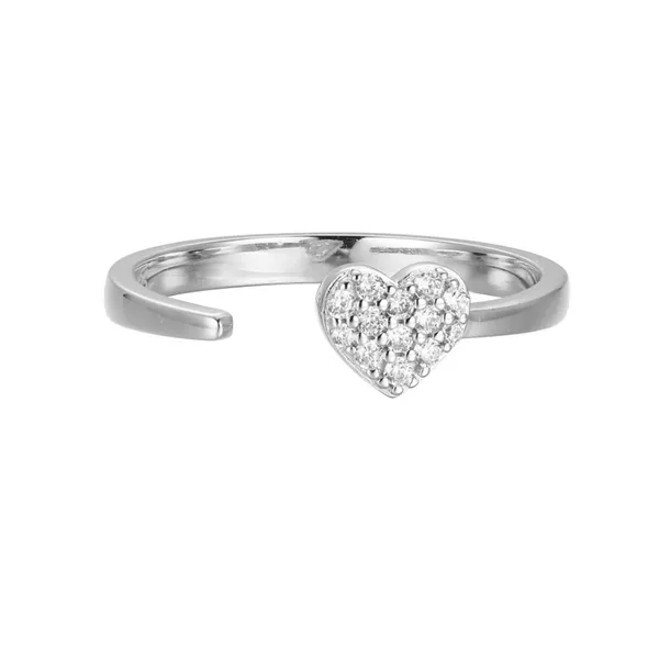 Sterling Silver Heart Ring with Lab Grown Diamonds