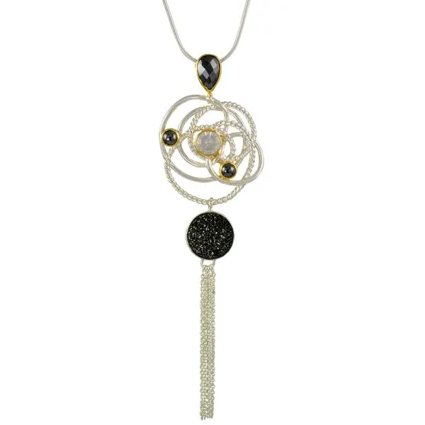Sterling Silver Necklace with Black Druzy, Hematite, and Ice Orbits Segner's Jewelers Fredericksburg, TX