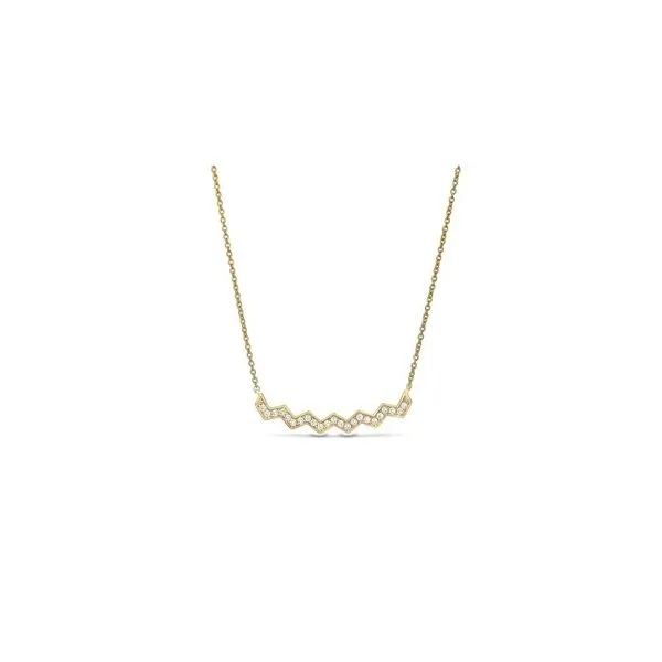 Gold Vermeil Sterling Silver Micropave Ups and Downs Necklace with Simulated Diamonds similar item image