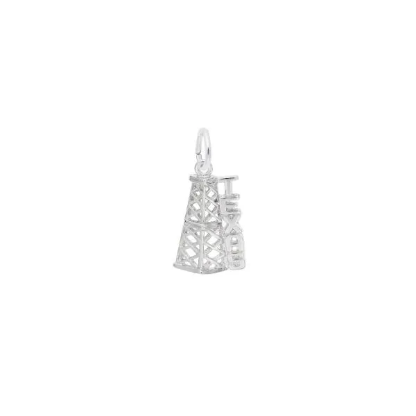 White Sterling Texas Oil Rig Pendant Segner's Jewelers Fredericksburg, TX