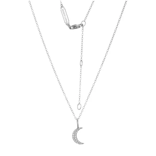 Sterling Silver Diamond Crescent Moon Pendant