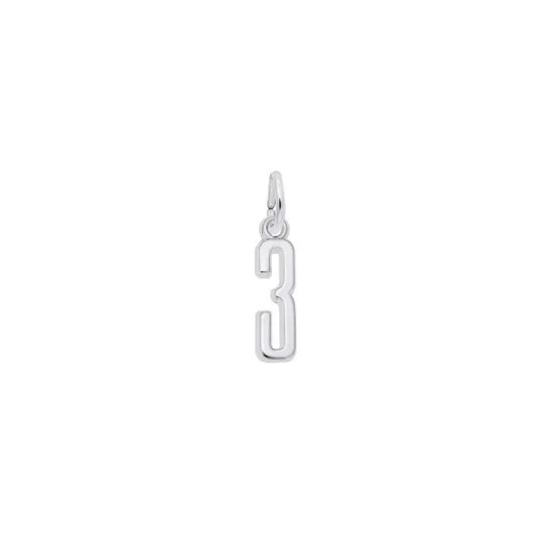 Sterling Number 3 Pendant