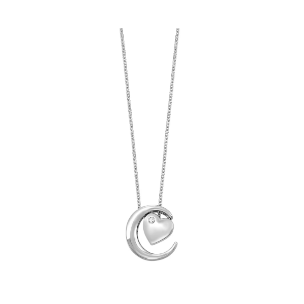 White Sterling Moon And Heart Pendant Segner's Jewelers Fredericksburg, TX