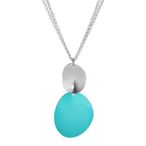 Sterling Silver Ocean Blue Oval Pendant/Charm Segner's Jewelers Fredericksburg, TX