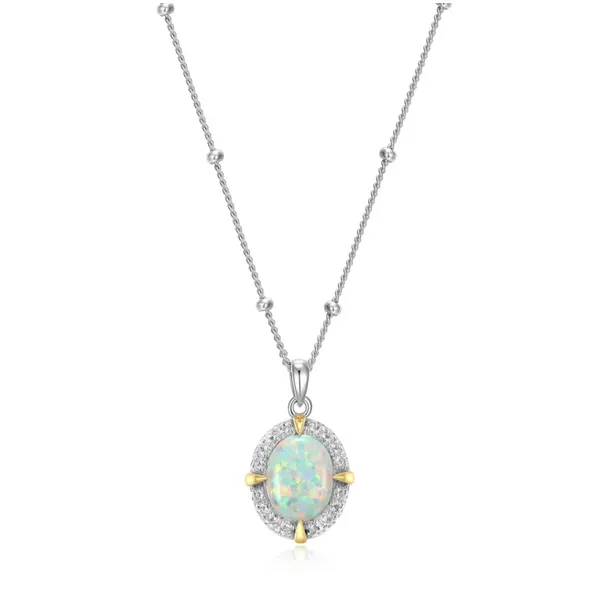Two-Tone Sterling Opal Charm/Pendant