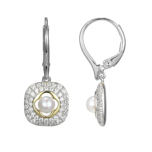 Ladys Two-Tone Sterling Silver Earring