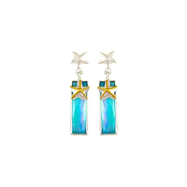 Sterling Silver Earrings with Amazonite, Crystal Quartz, and Mother of Pearl Segner's Jewelers Fredericksburg, TX