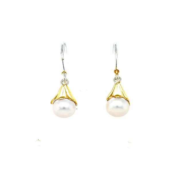 Sterling & 22K Gold Vermeil Dangle Silver Earring With Round Freshwater Pearls Segner's Jewelers Fredericksburg, TX