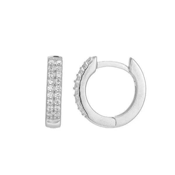 Sterling Silver Lady's Diamond Hoop Earring Segner's Jewelers Fredericksburg, TX
