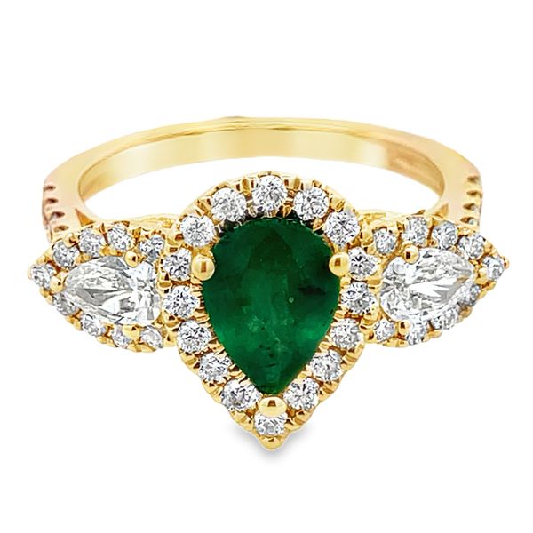 Lady's Yellow 14 Karat Emerald & Diamond Fashion Ring Segner's Jewelers Fredericksburg, TX