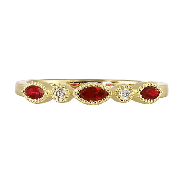 Lady's Yellow 10kt Garnet Stackable Ring Segner's Jewelers Fredericksburg, TX