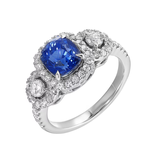 Lady's White 14 Karat 3 Stone Sapphire Fashion Ring Segner's Jewelers Fredericksburg, TX