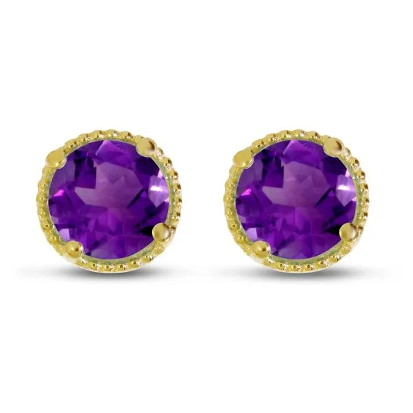 Amethyst Stud Earrings in 14 Karat Yellow Gold similar item image