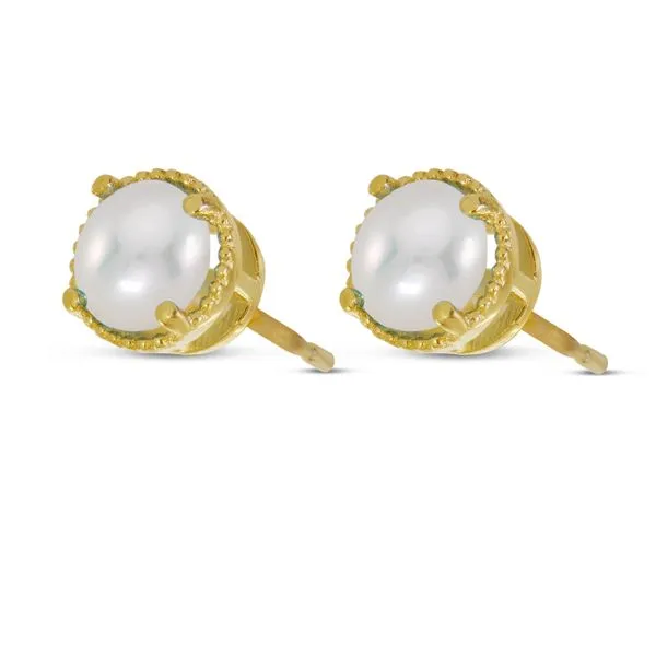 Yellow 14 Karat Pearl Stud Earrings similar item image
