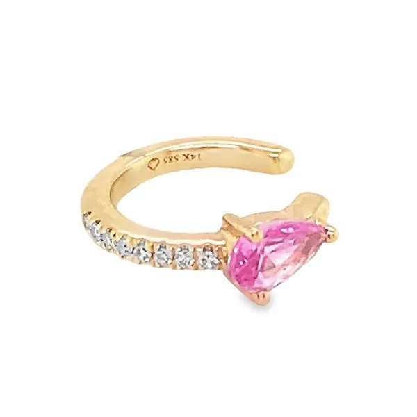 Yellow Gold Pink Sapphire Cuff Earrings