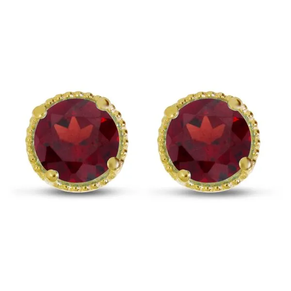 Garnet Stud Earrings in 14 Karat Yellow Gold