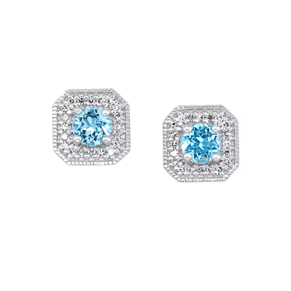 Lady's White 10 Karat Halo Stud Earrings Segner's Jewelers Fredericksburg, TX