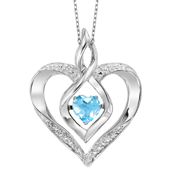 Lady's White Sterling Heart Colored Stone Pendant Segner's Jewelers Fredericksburg, TX