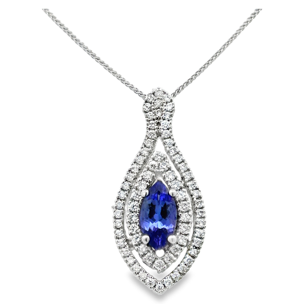 Lady's White 14 Karat Double Halo Tanzanite Pendant Segner's Jewelers Fredericksburg, TX